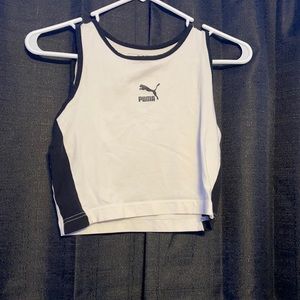 Puma, cropped tang top, white and black. Very lightly used